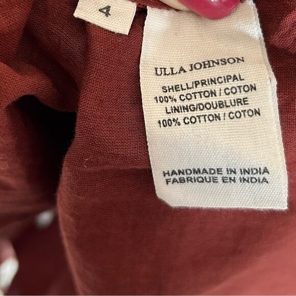 ULLA JOHNSON Eugenia Henna Tassel Cotton Midi Dress - Picture 11 of 12